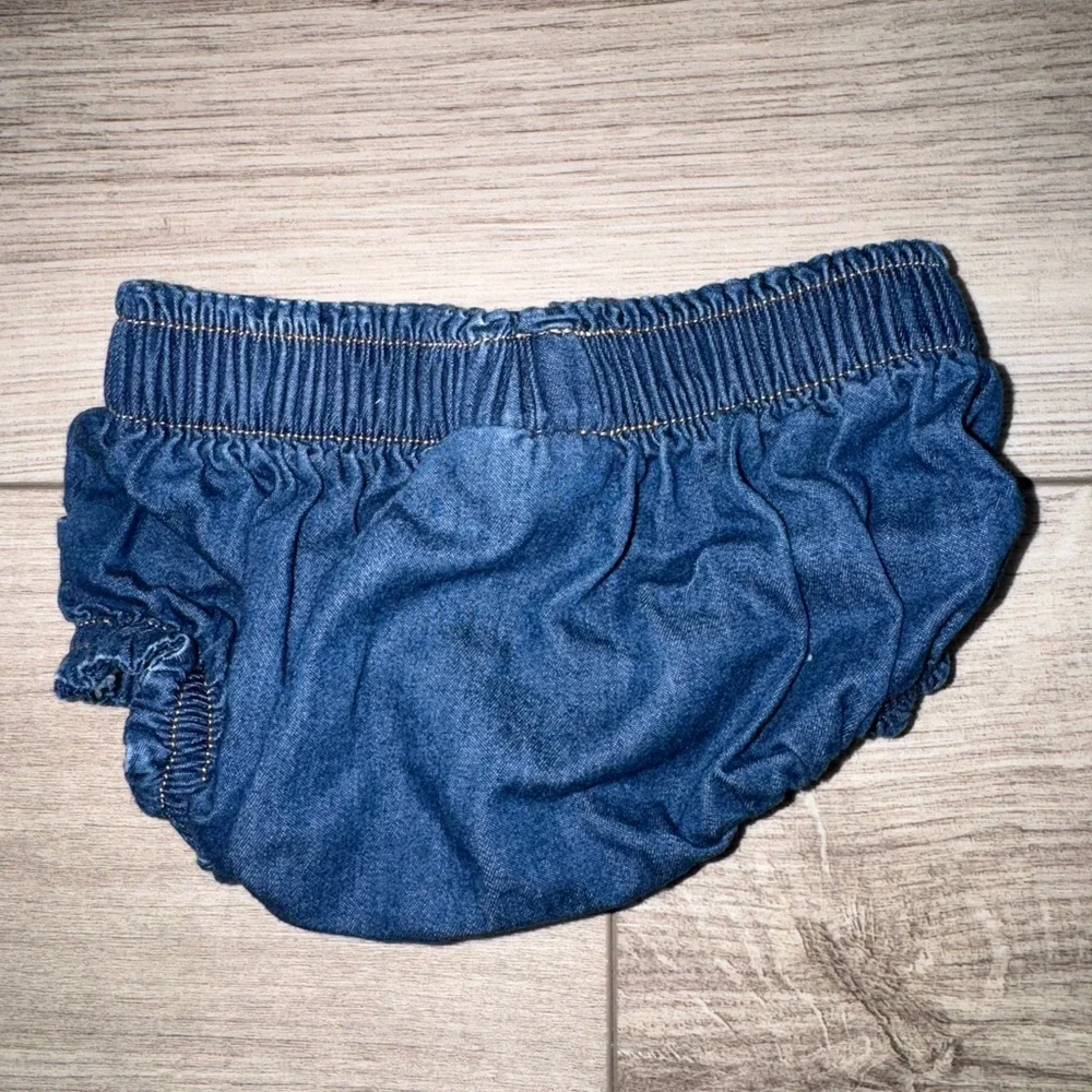 CAT AND JACK Denim Blue Ruffled Baby Bloomers